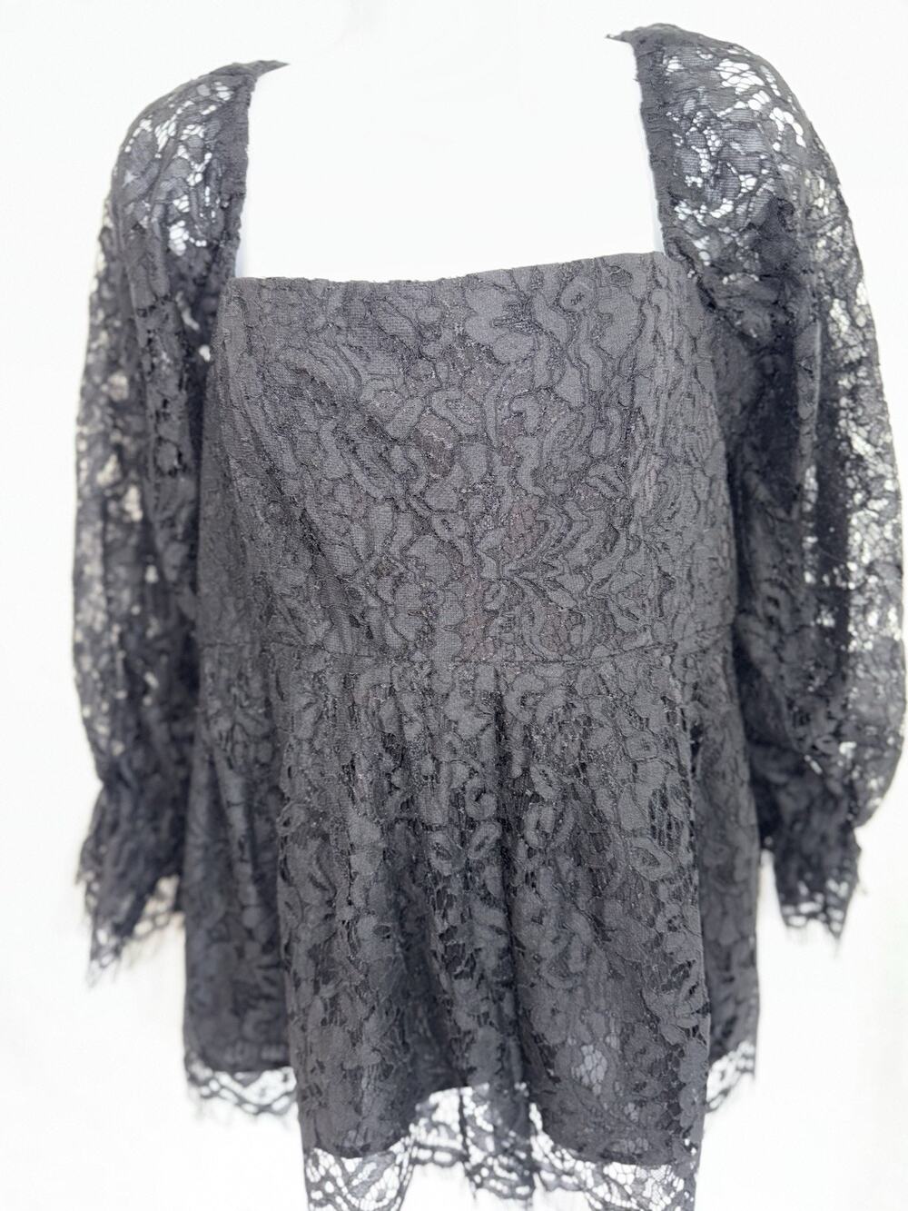 Pomander Place Tuckernuck Black Finley Flutter Sleeve Ruffle Cinch Waist Sz XL